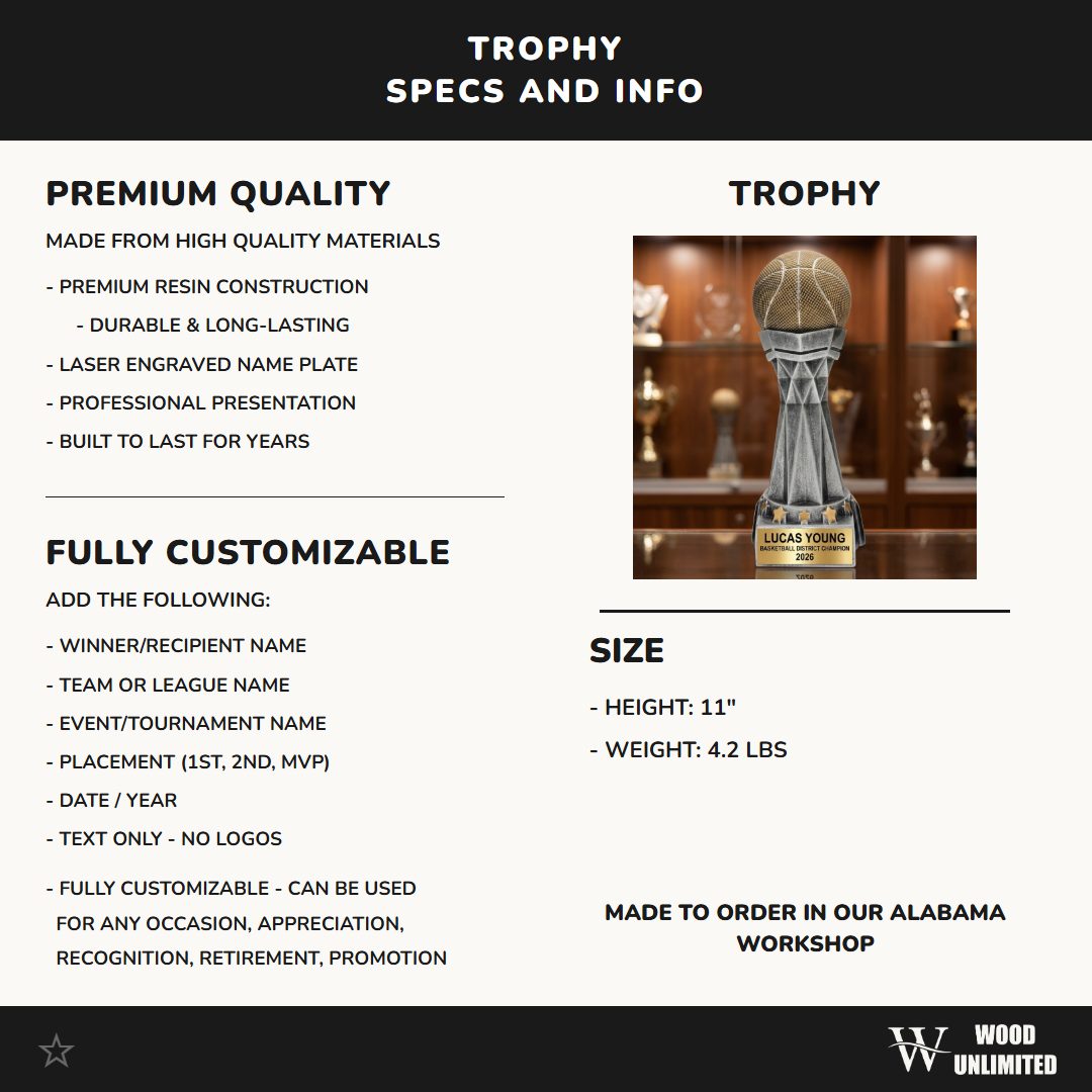 Personalized | Basketball Award | Custom Engraved | Trophy | Award | Custom | Engraved | Youth | Champion | MVP | Team