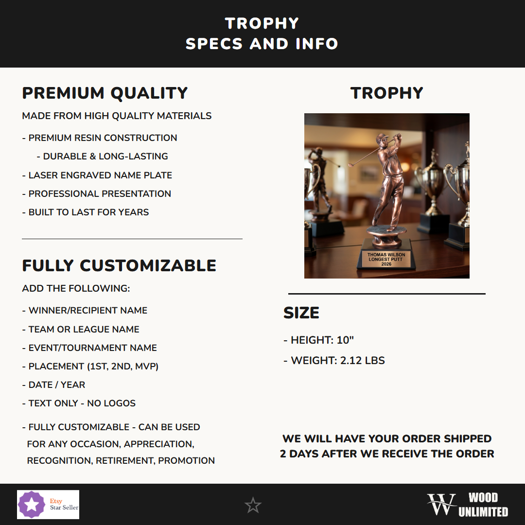 Golf Victory Resin Trophy 10"