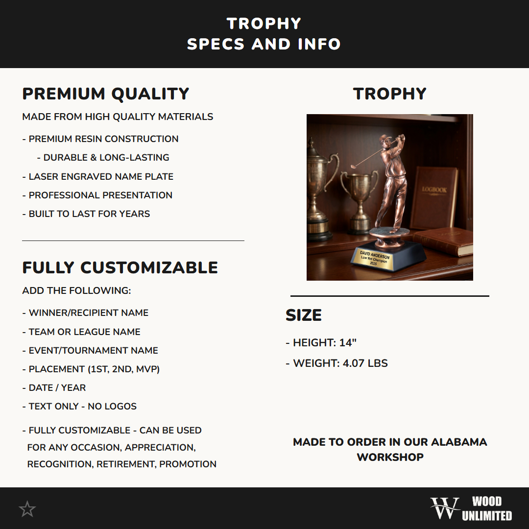 Personalized | Golf Award | Custom Engraved | Golf Trophy | Personalized Golfer | Engraved Award | Tournament Prize | Championship Gift