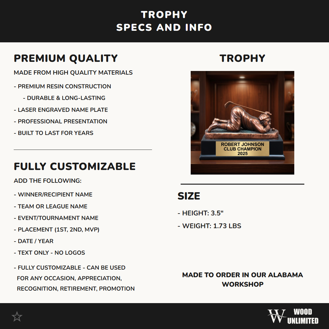 Personalized | Golf Award | Custom Engraved | Golf Trophy | Golfer Award | Engraved Golf | Custom Trophy | Club Champion