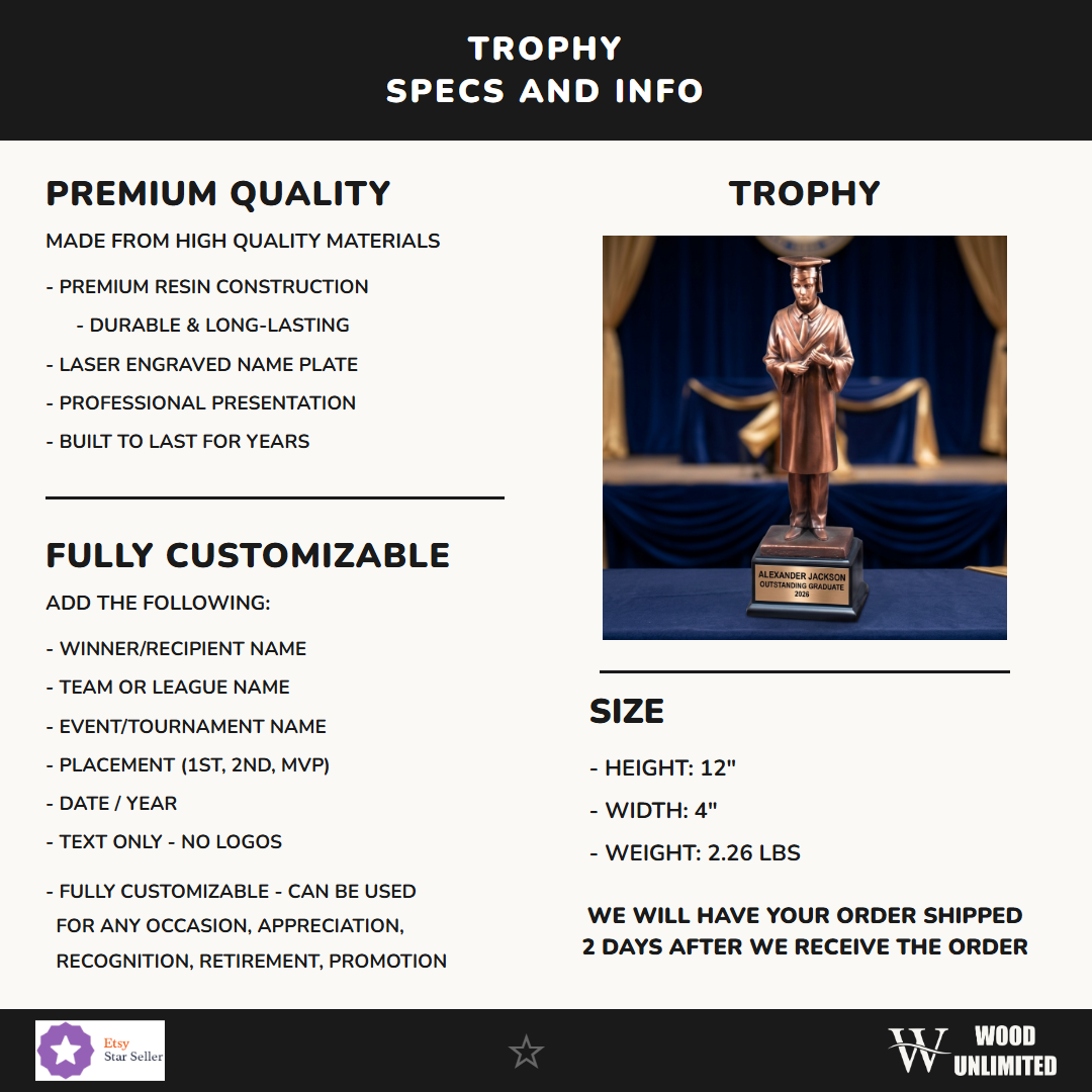 Graduation Victory Resin Trophy 12"