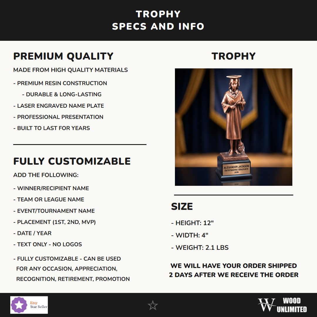 Graduation Victory Resin Trophy 12"