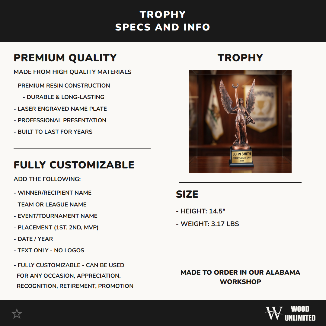 Personalized | Achievement Award | Custom Engraved | Winged Victory | Achievement Trophy | Personalized Award | Champion Trophy