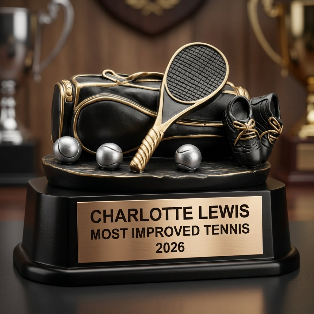Personalized | Tennis Award | Custom Engraved | Tennis Trophy | Personalized Tennis | Engraved Tennis | Tennis Coach Gift - View 3