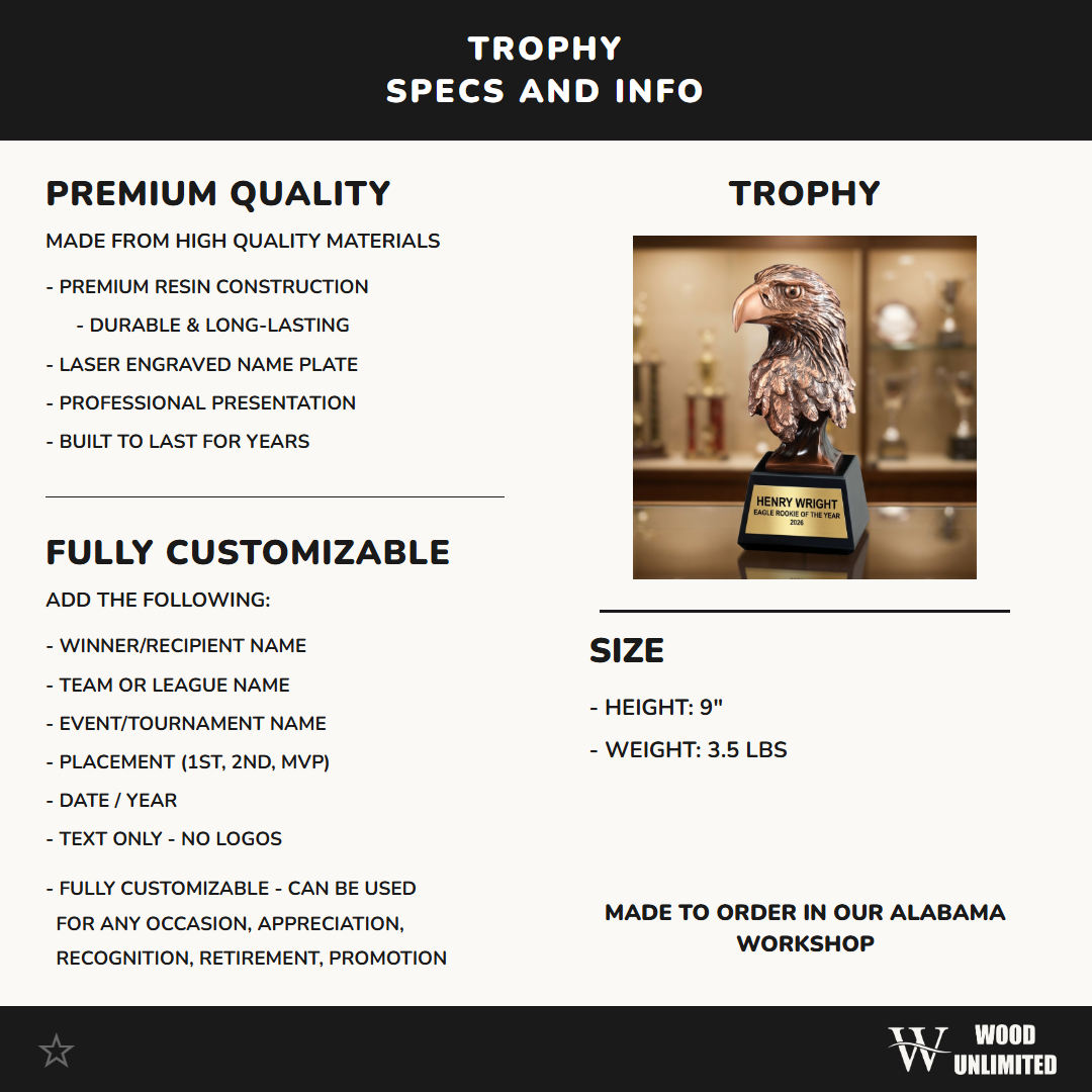 Personalized | Eagle Award | Custom Engraved | Eagle Trophy | Patriotic Award | Military Gift | Veteran Recognition | Leadership Award