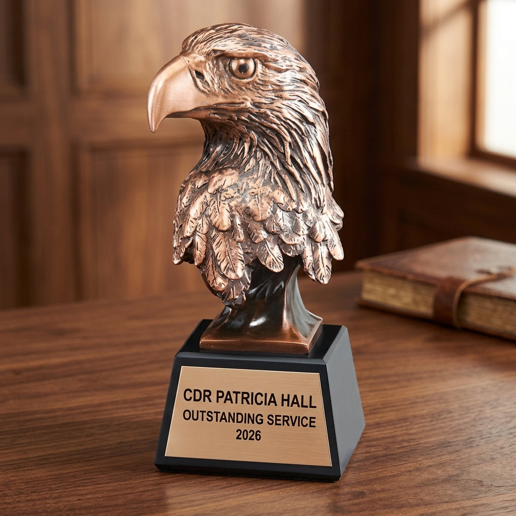 Military Trophy Award | Personalized Gift | Custom Engraved | Retirement | Promotion | Service Award | Veterans Day | 10" Resin - View 5