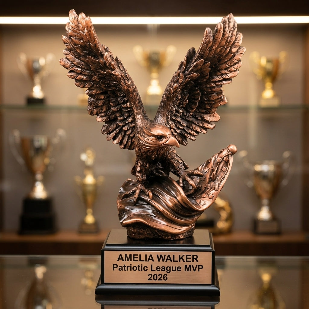 Patriotic Award Trophy | Personalized Eagle | Custom Engraved | American Pride | Gift | Recognition - View 1
