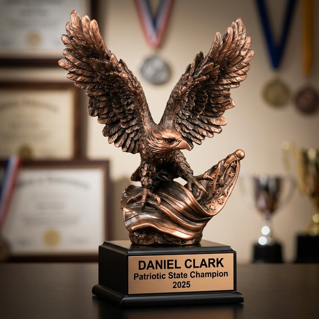 Patriotic Award Trophy | Personalized Eagle | Custom Engraved | American Pride | Gift | Recognition - View 3