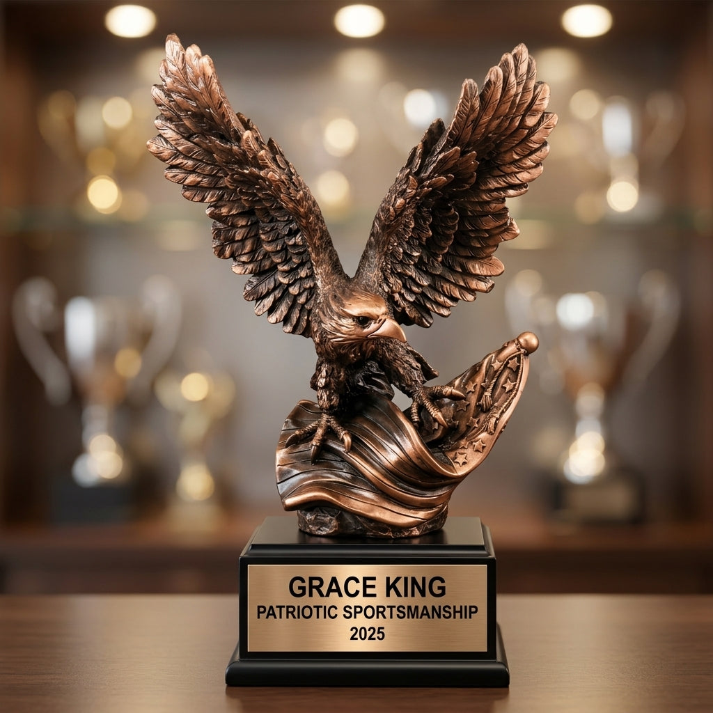 Patriotic Award Trophy | Personalized Eagle | Custom Engraved | American Pride | Gift | Recognition - View 4