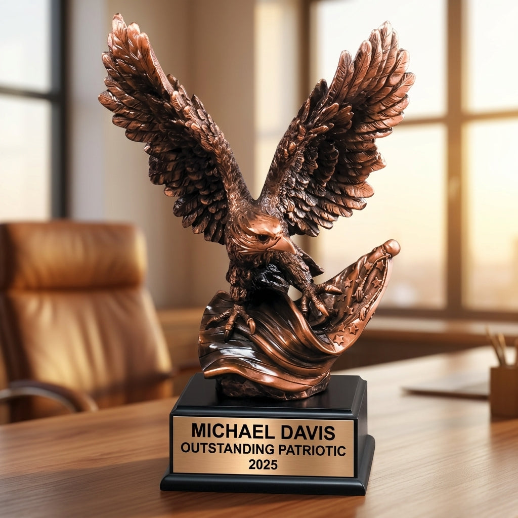 Patriotic Award Trophy | Personalized Eagle | Custom Engraved | American Pride | Gift | Recognition - View 5