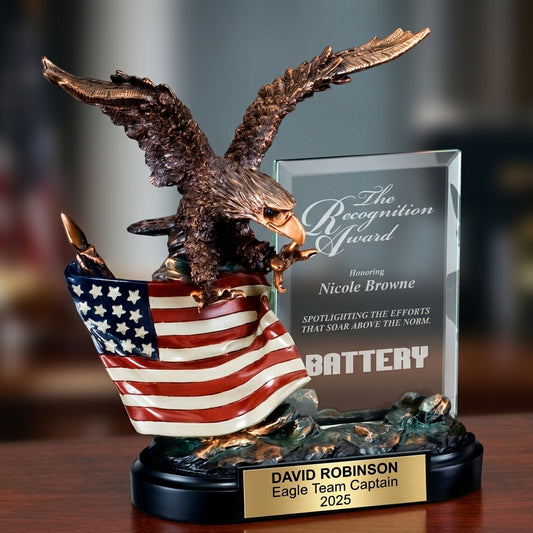 Personalized | Patriotic Award | Custom Engraved | Eagle Award | Patriotic Trophy | Military Gift | Veteran Recognition | Engraved Plaque - View 2
