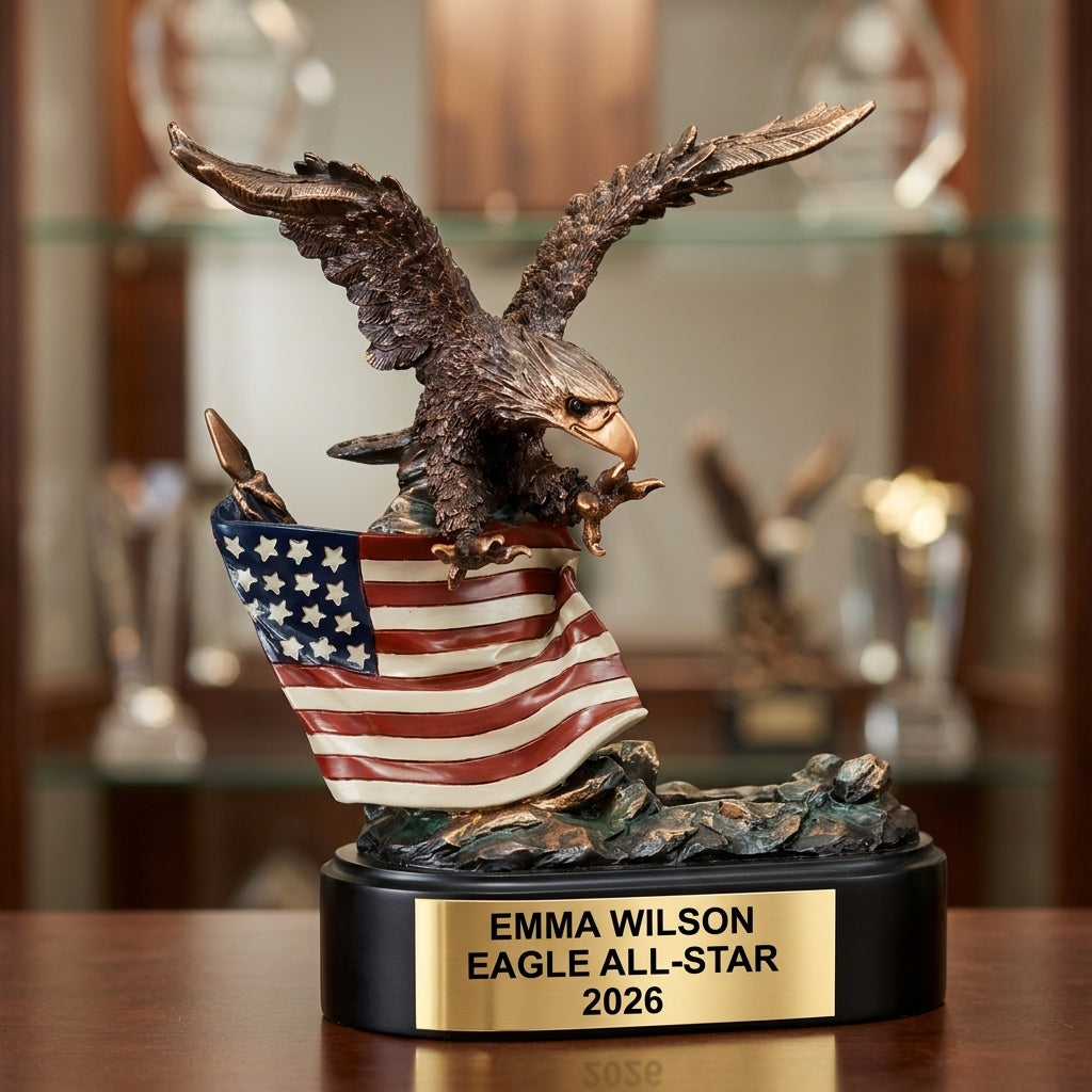 Personalized | Patriotic Award | Custom Engraved | Eagle Award | Patriotic Trophy | Military Gift | Veteran Recognition | Engraved Plaque - View 4