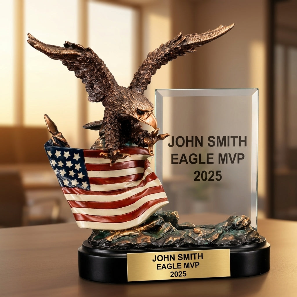 Personalized | Patriotic Award | Custom Engraved | Eagle Award | Patriotic Trophy | Military Gift | Veteran Recognition | Engraved Plaque - View 5