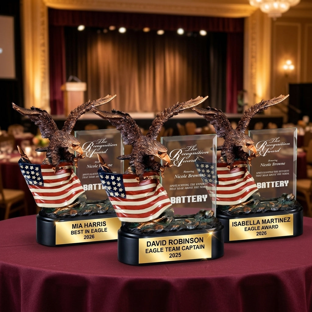 Personalized | Patriotic Award | Custom Engraved | Eagle Award | Patriotic Trophy | Military Gift | Veteran Recognition | Engraved Plaque - View 6