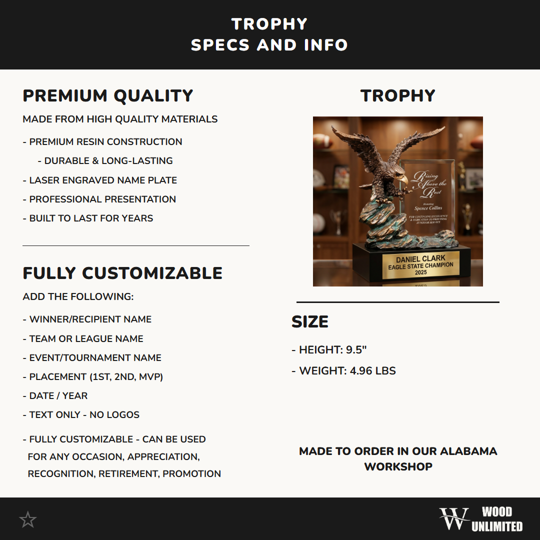 Personalized | Eagle Award | Custom Engraved | Custom Trophy | Engraved Plaque | Corporate Gift | Military Award | Patriotic Decor
