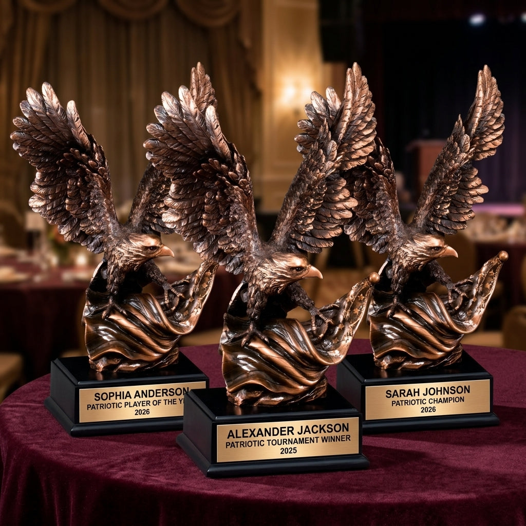 Patriotic Award Trophy | Personalized Eagle | Custom Engraved | American Pride | Recognition Gift | Bronze Finish - View 6
