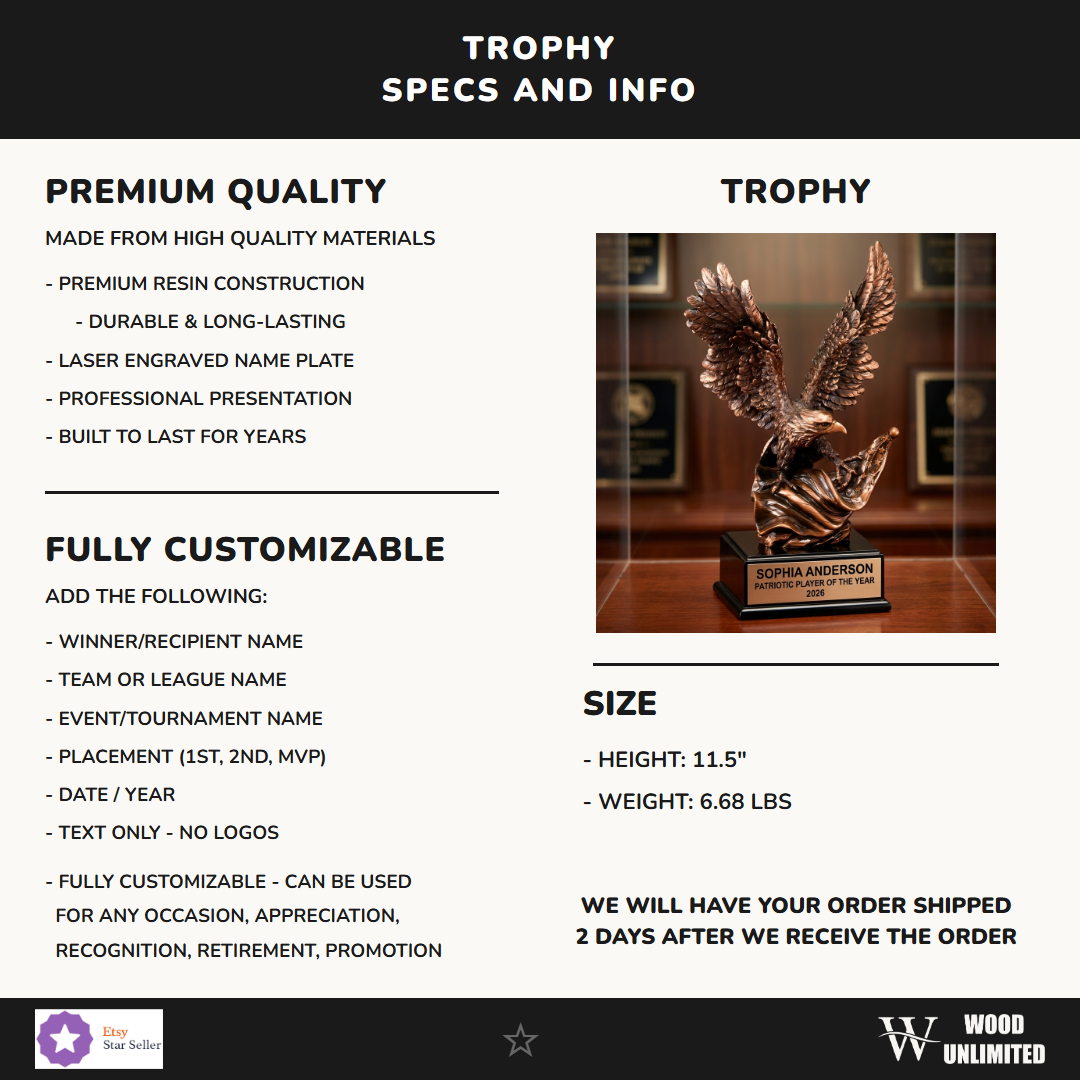 Patriotic Victory Resin Trophy 11.5"