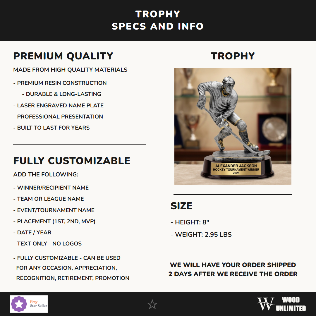 Hockey Resin Figure Trophy 8"