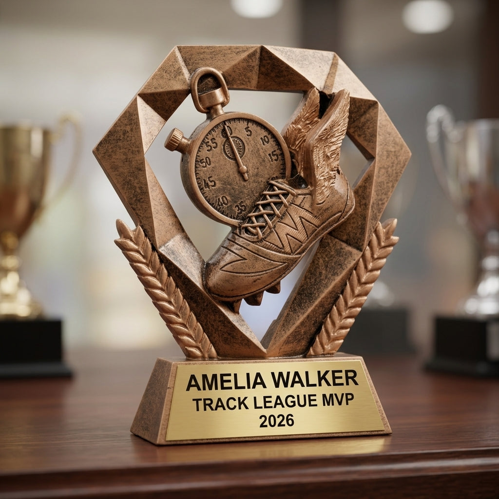 How to order a personalized track trophy in 3 easy steps with custom name, team, and year engraving