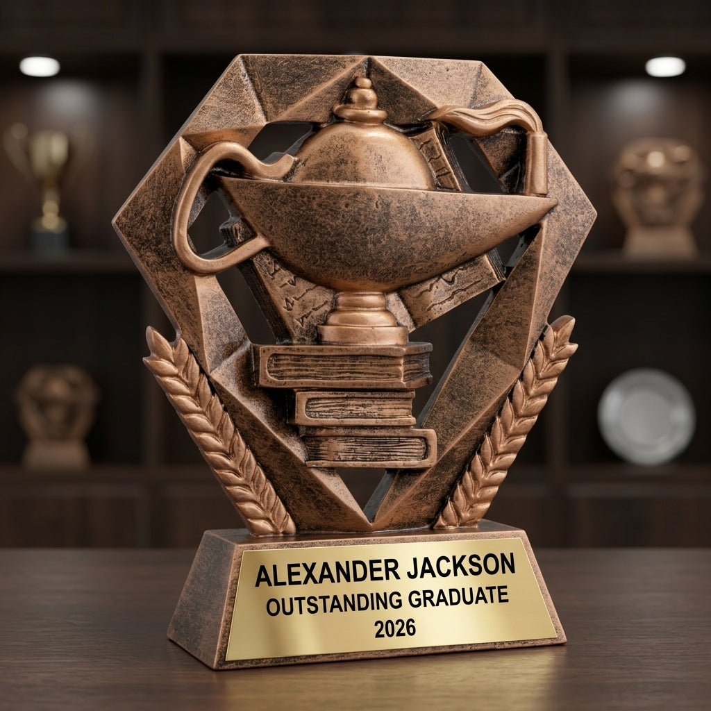Graduation Award Trophy | Personalized Gift | Custom Engraved | Lamp of Knowledge | Academic Achievement | Class of 2024/2025 - View 2