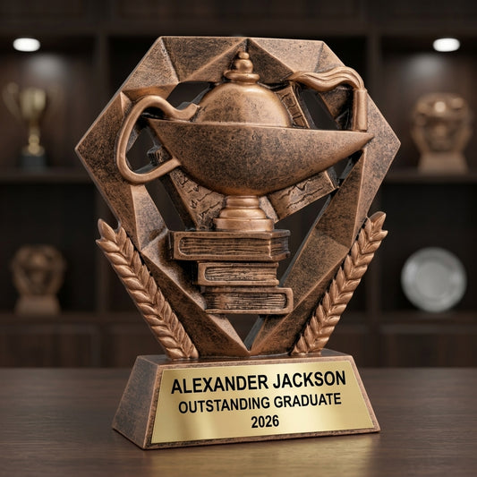 Graduation Award Trophy | Personalized Gift | Custom Engraved | Lamp of Knowledge | Academic Achievement | Class of 2024/2025 - View 2