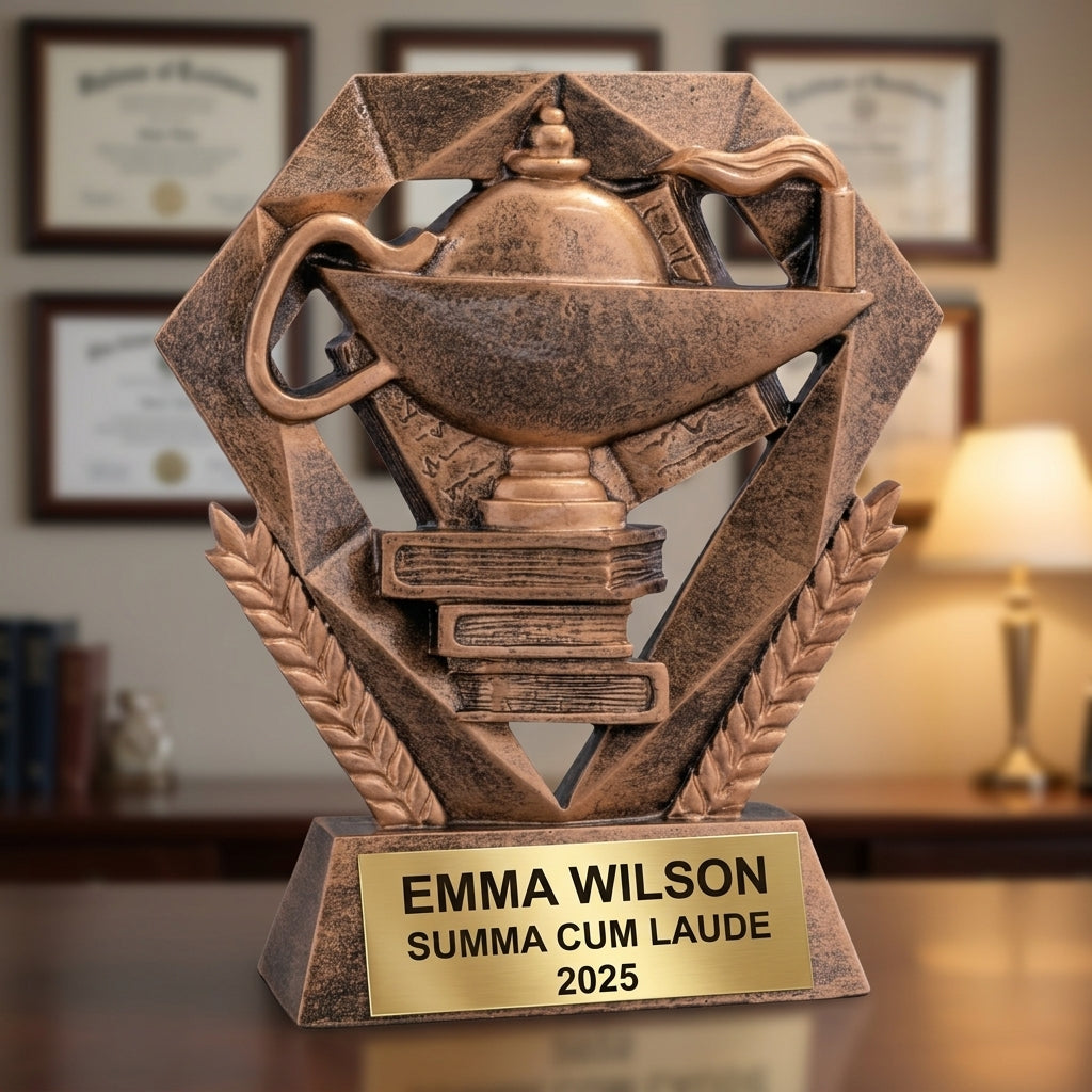 Graduation Award Trophy | Personalized Gift | Custom Engraved | Lamp of Knowledge | Academic Achievement | Class of 2024/2025 - View 3