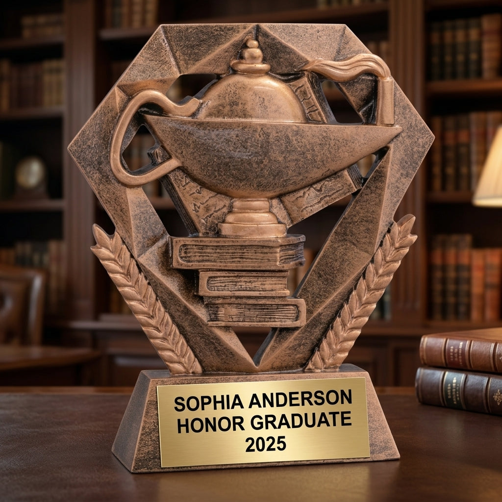 Graduation Award Trophy | Personalized Gift | Custom Engraved | Lamp of Knowledge | Academic Achievement | Class of 2024/2025 - View 5
