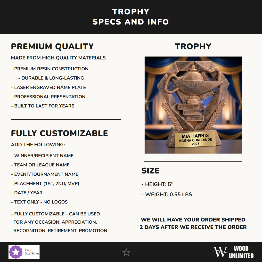 Graduation Diamond Resin Trophy 5"