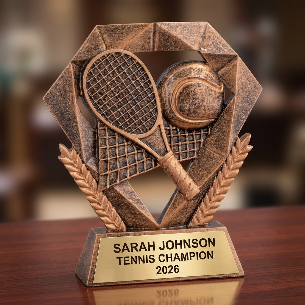 Tennis Award Trophy | Personalized Tennis Gift | Custom Engraved | Tennis Champion | Tennis MVP | Tennis Tournament - View 2