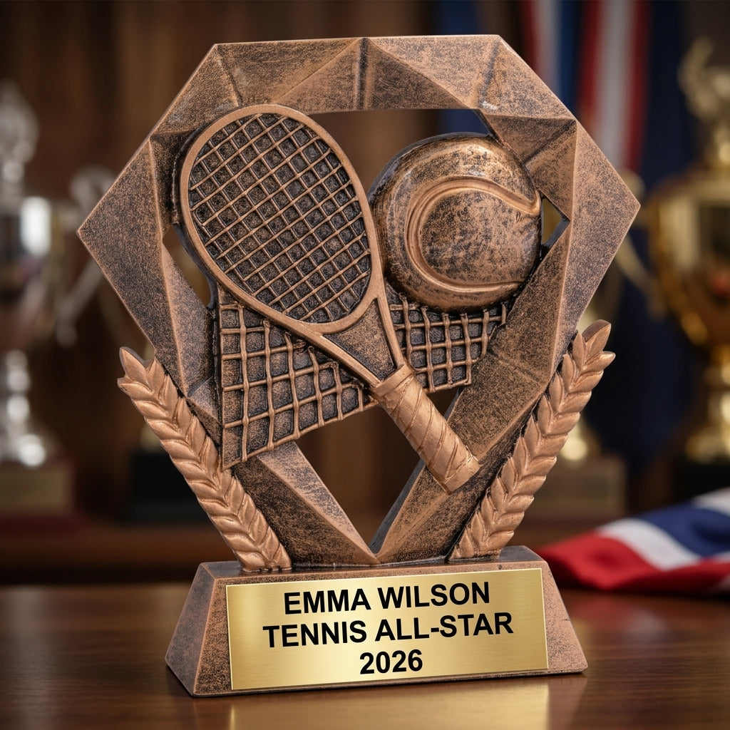 Tennis Award Trophy | Personalized Tennis Gift | Custom Engraved | Tennis Champion | Tennis MVP | Tennis Tournament - View 3