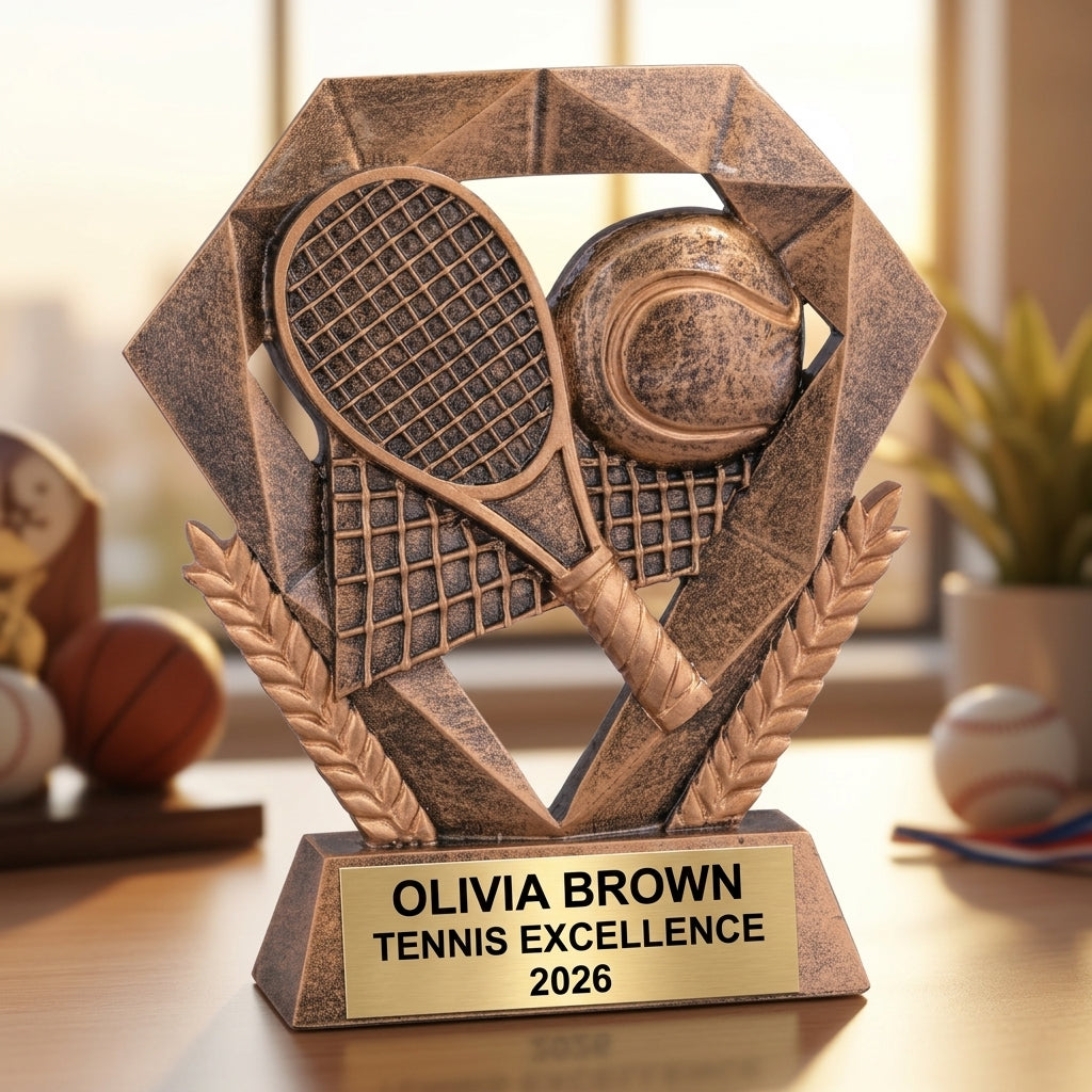 Tennis Award Trophy | Personalized Tennis Gift | Custom Engraved | Tennis Champion | Tennis MVP | Tennis Tournament - View 5