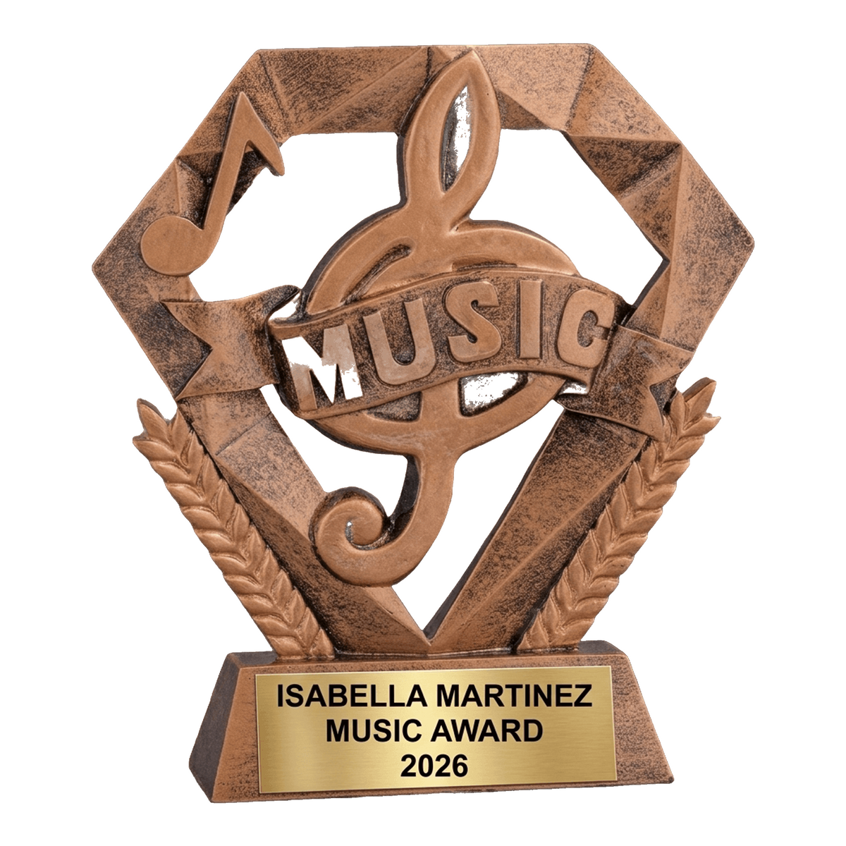 Personalized | Music Award | Custom Engraved | Music Trophy | Personalized Music Award | Engraved Treble Clef | Choir Band Gift
