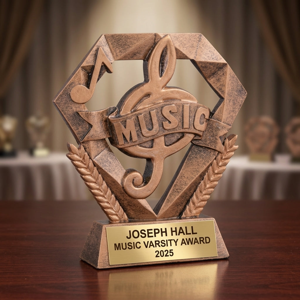 Personalized | Music Award | Custom Engraved | Music Trophy | Personalized Music Award | Engraved Treble Clef | Choir Band Gift - View 2