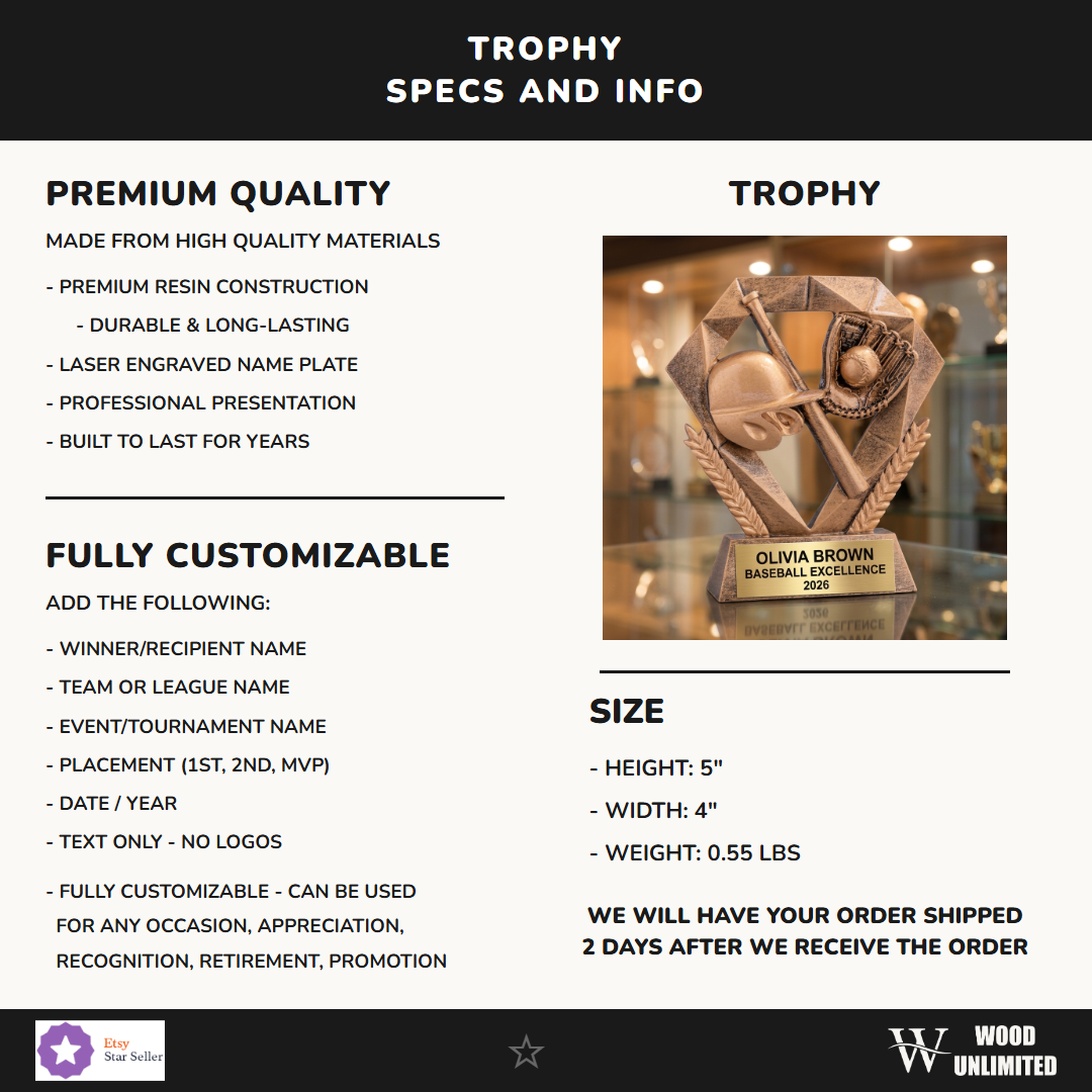 Baseball Diamond Resin Trophy 5"