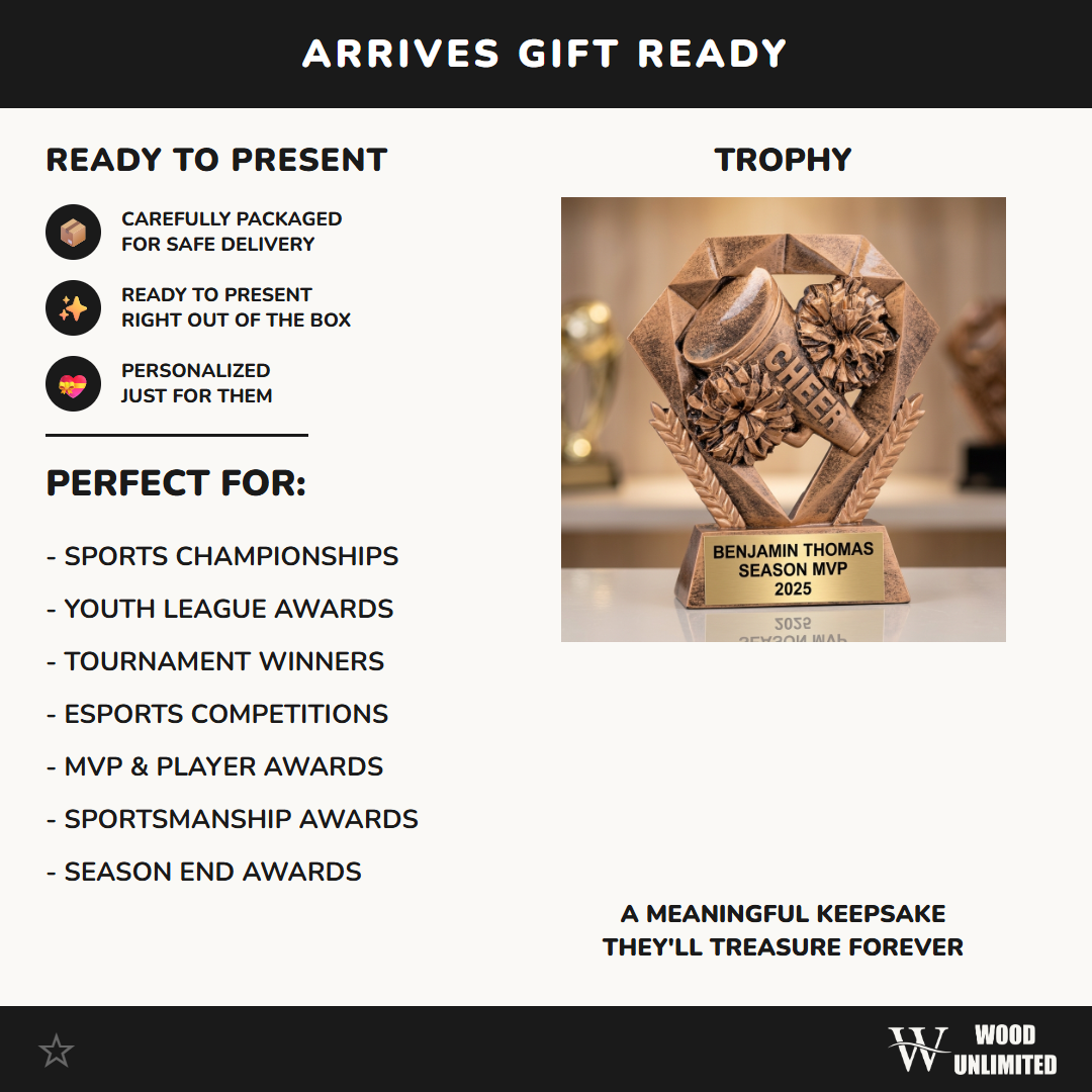 Personalized | Cheerleading Award | Custom Engraved | Cheer | Trophy | Award | Engraved | Team | Coach | MVP | Custom