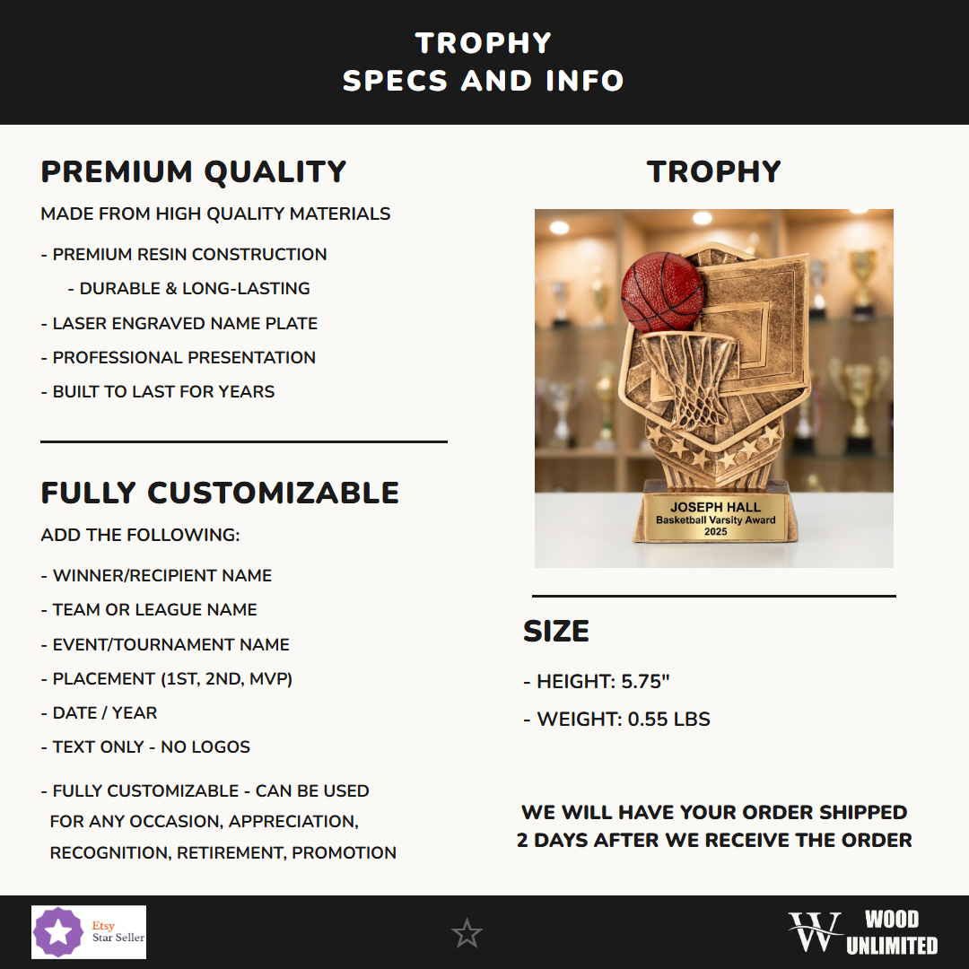 Basketball Diamond Resin Trophy 5¾"