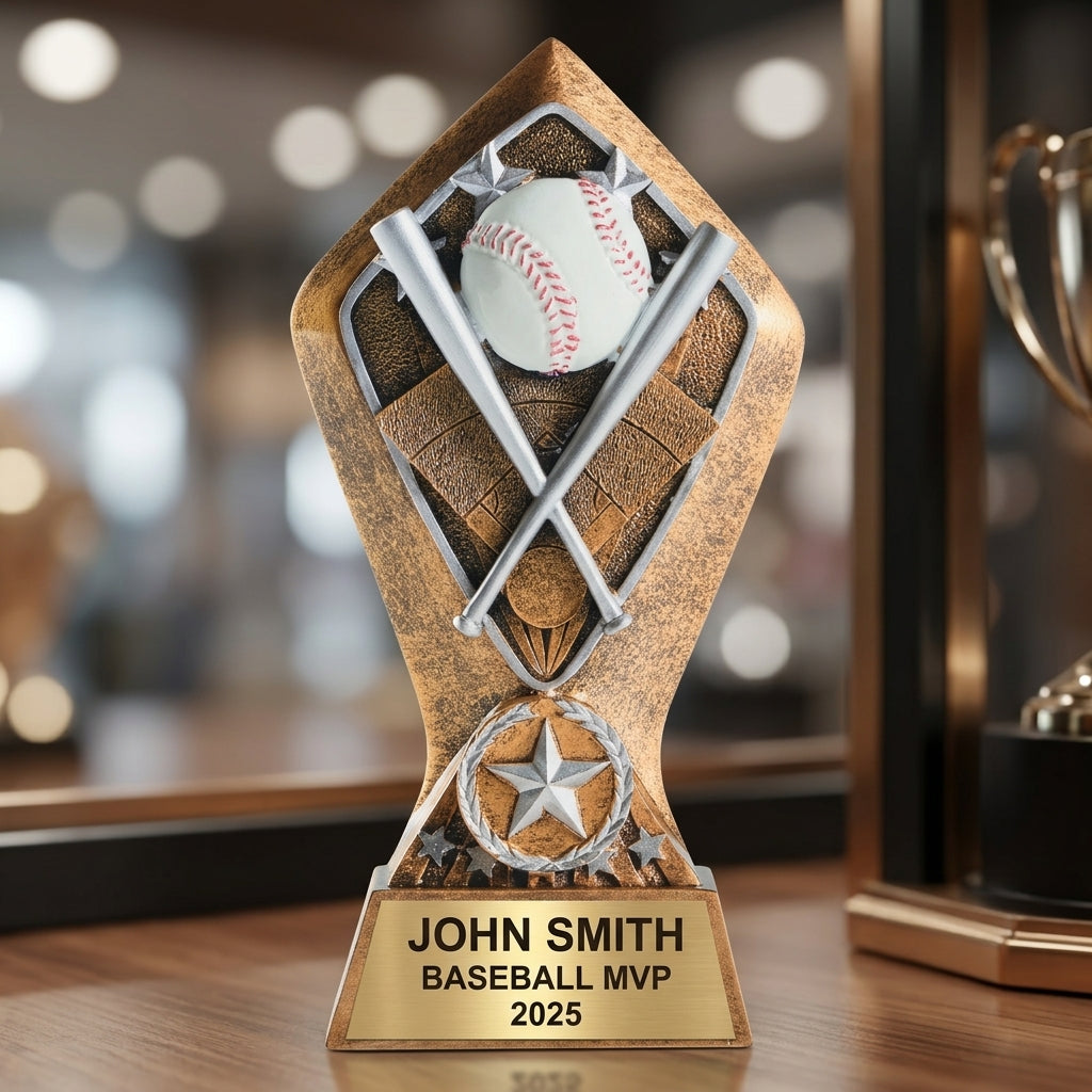 How to order a personalized baseball trophy in 3 easy steps with custom name, team, and year engraving