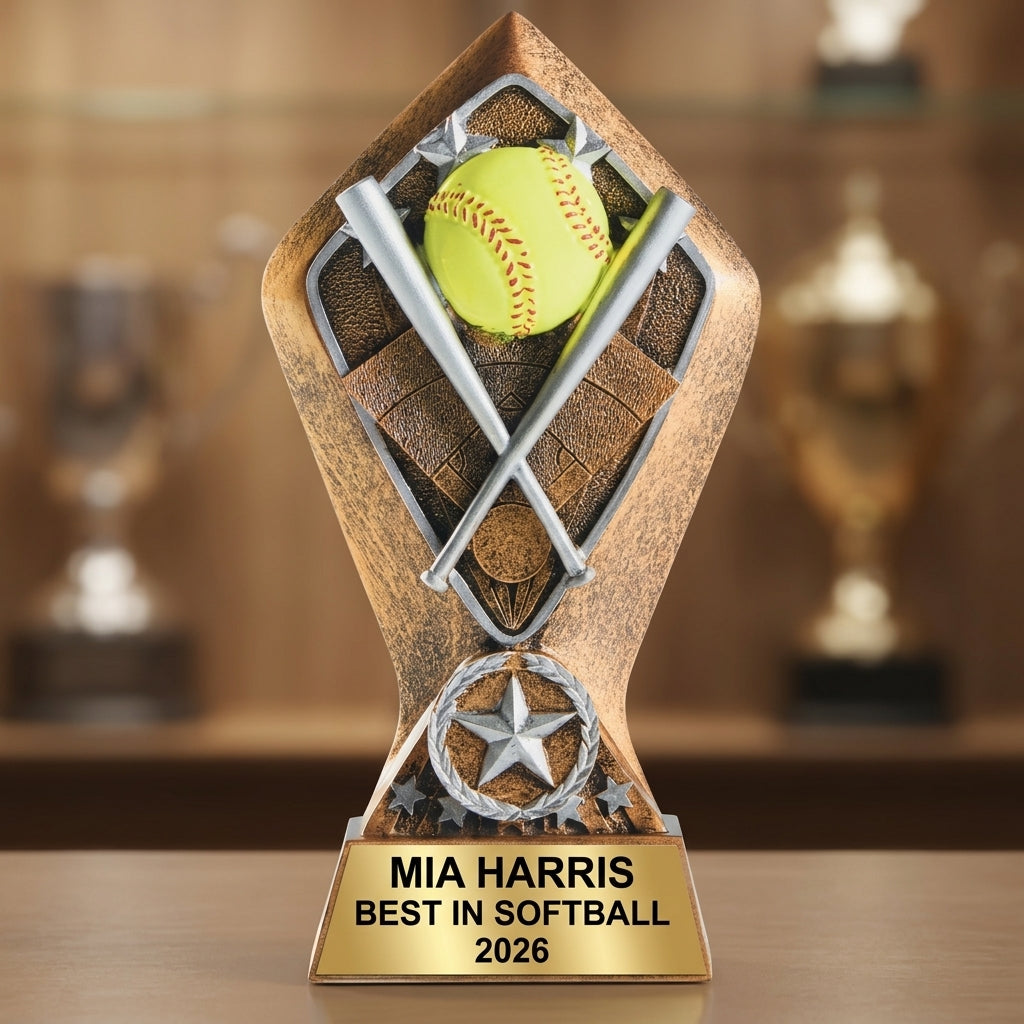Softball Award Trophy | Personalized | Custom Engraved | Softball MVP | Team Award | End of Season | Coach Gift - View 1