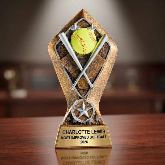 Softball Award Trophy | Personalized | Custom Engraved | Softball MVP | Team Award | End of Season | Coach Gift - View 2