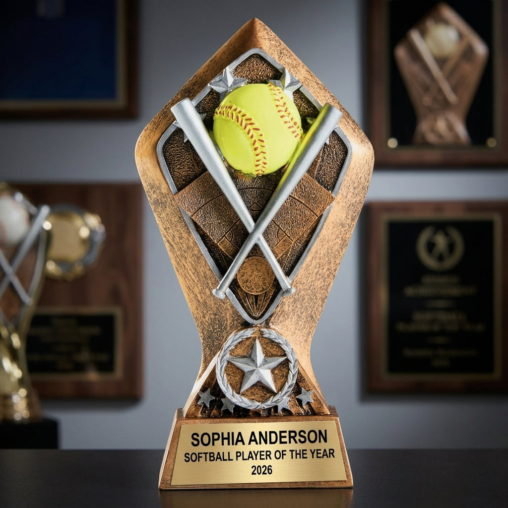 Softball Award Trophy | Personalized | Custom Engraved | Softball MVP | Team Award | End of Season | Coach Gift - View 3