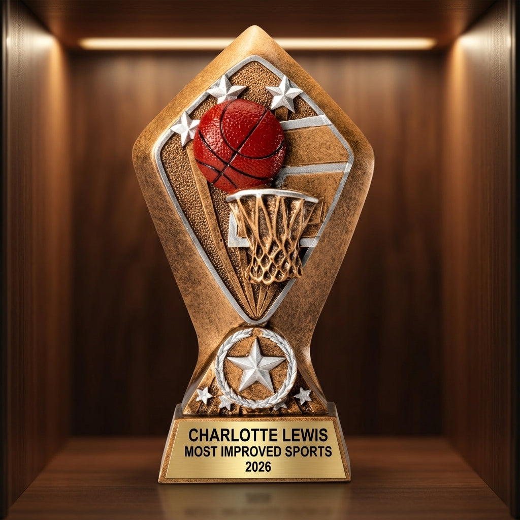 Sports Award Trophy | Personalized | Basketball Trophy | Custom Engraved | Team Gift | Achievement Award | Wood Unlimited - View 1