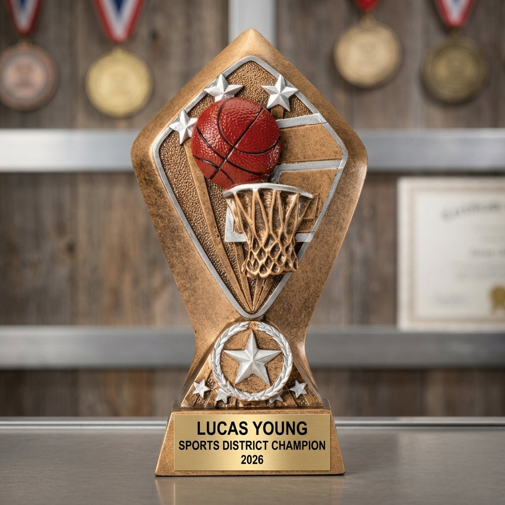 Sports Award Trophy | Personalized | Basketball Trophy | Custom Engraved | Team Gift | Achievement Award | Wood Unlimited - View 3