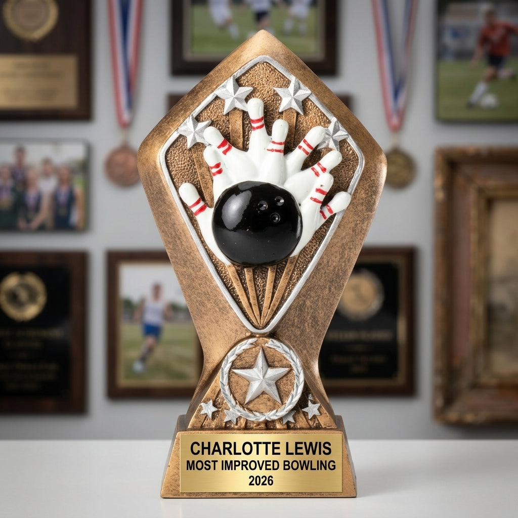 Bowling Award Trophy | Personalized | Custom Engraved | Bowling Gift | Team Award | Tournament Trophy - View 3
