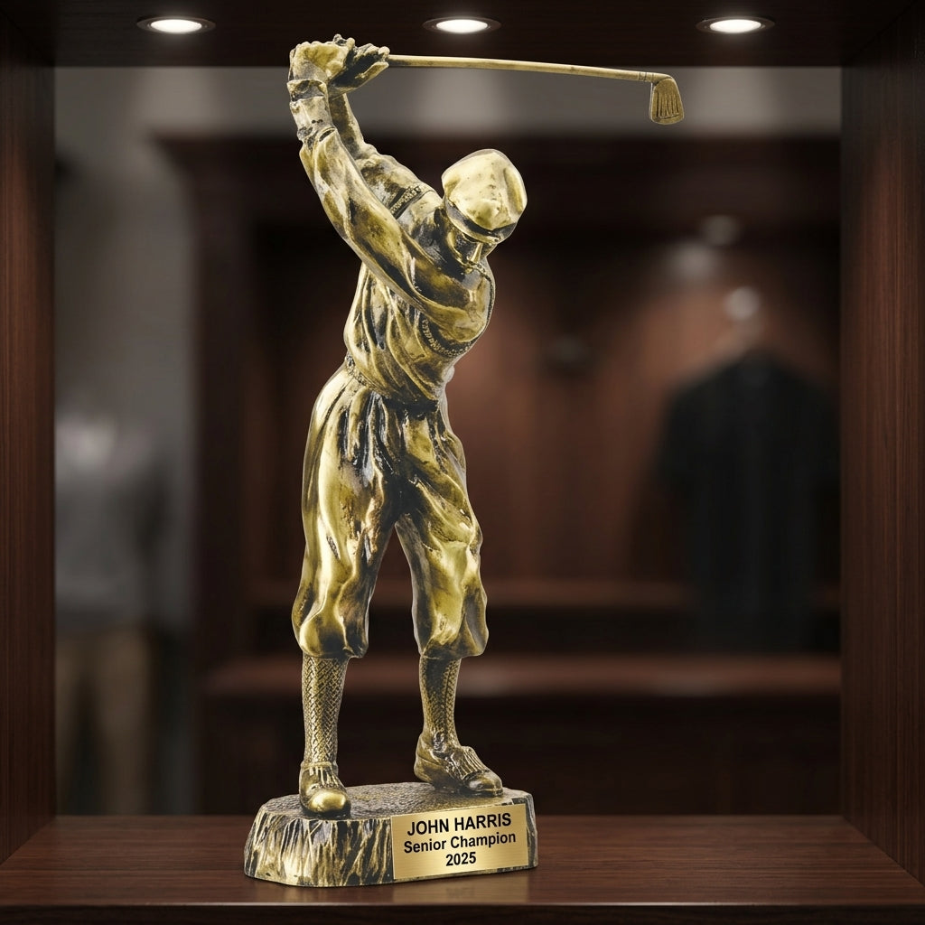 Golf Award Trophy | Personalized | Custom Engraved | Golfer Figurine | Champion Award | Golf Tournament | Unique Gift - View 3