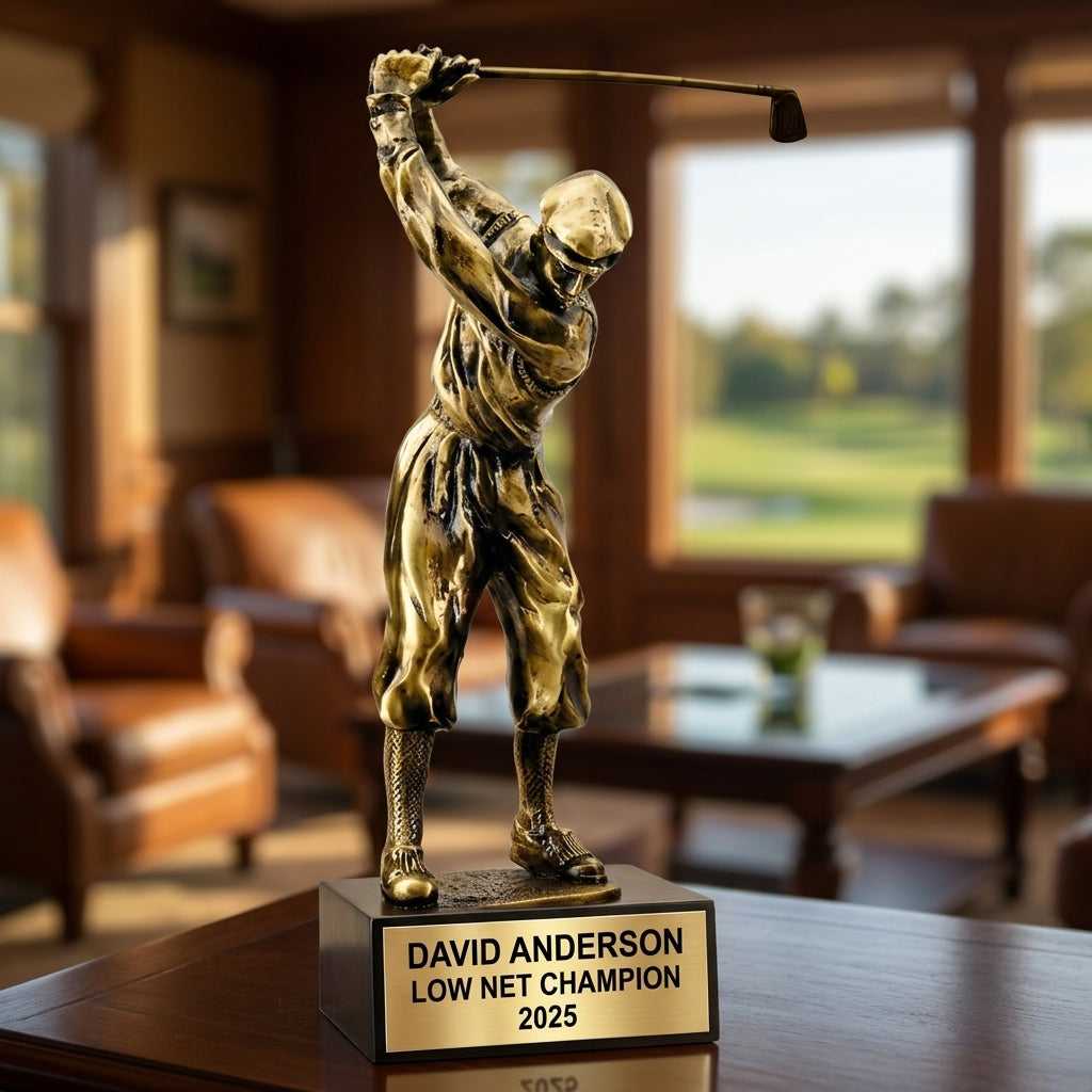 Golf Award Trophy | Personalized | Custom Engraved | Golfer Figurine | Champion Award | Golf Tournament | Unique Gift - View 4