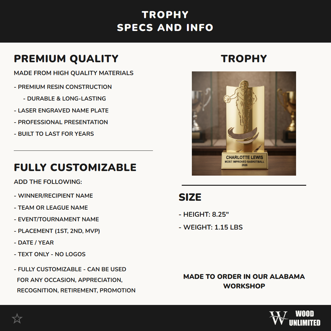 Personalized | Basketball Award | Custom Engraved | Basketball Trophy | Personalized Award | Youth Player | Coach Gift | MVP Award