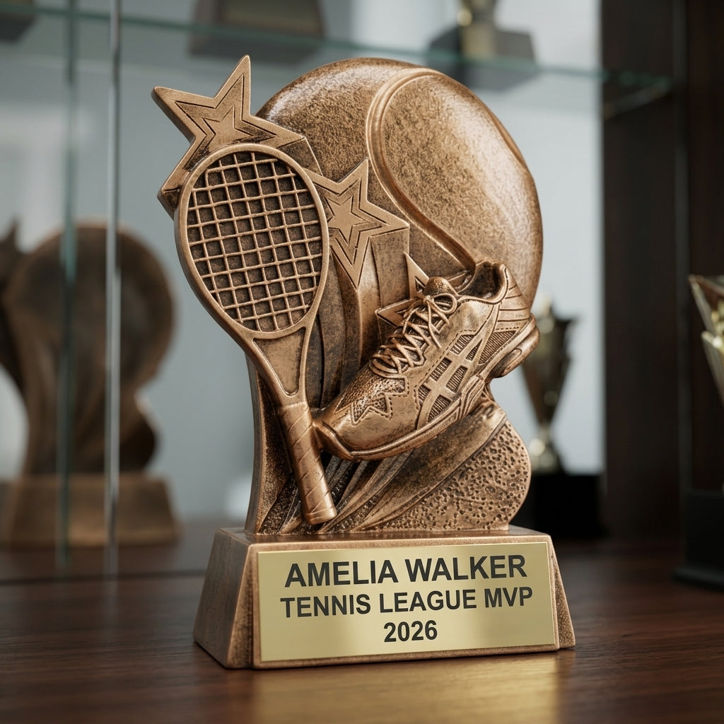 Tennis Trophy Award | Personalized Gift | Custom Engraved Tennis Trophy | Champion Award | Tennis Gifts | Award for Tennis Players - View 4