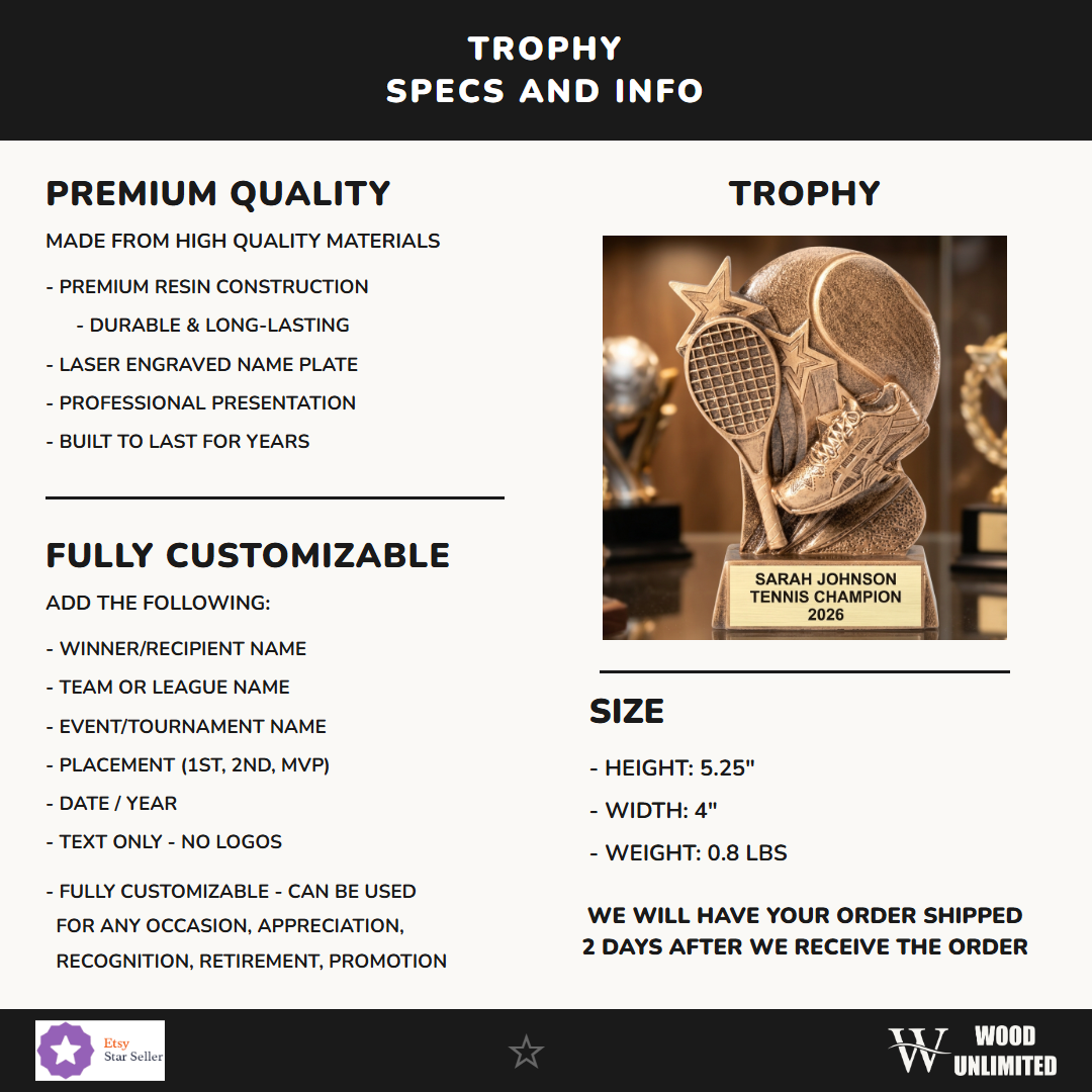 Tennis Gold Resin Trophy