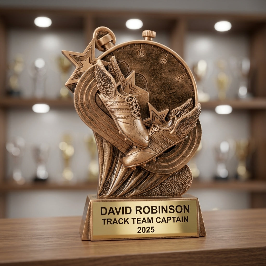 How to order a personalized track trophy in 3 easy steps with custom name, team, and year engraving