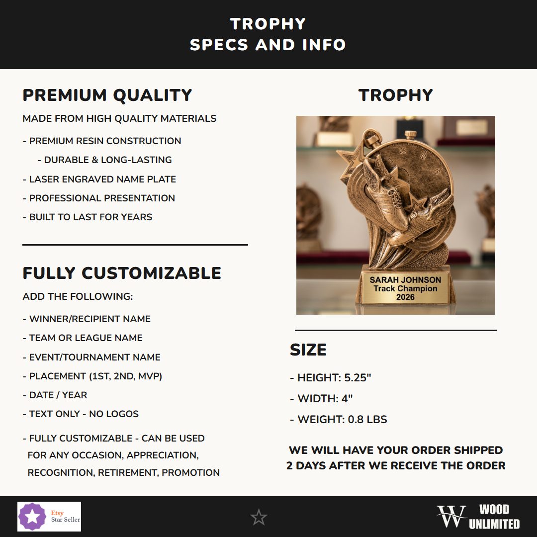 Track Gold Resin Trophy 6"